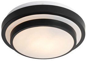 Buitenlamp Moderne plafondlamp zwart met wit 25 cm IP44 - Walden Modern E27 IP44 Buitenverlichting rond Lamp