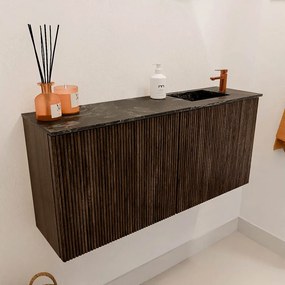 Mondiaz Joya DLux 90cm toiletmeubel walnut met wastafel faye rechts 1 kraangat lava