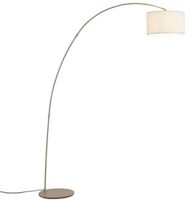 Moderne booglamp beige met teddy kap - Vinossa