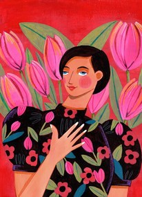 Ilustratie Abstract Modern Woman Portrait, Caroline Bonne Muller