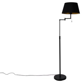 Stoffen Smart vloerlamp zwart met zwarte kap en verstelbare arm incl. Wifi A60 - Ladas Deluxe Modern E27 rond Binnenverlichting Lamp