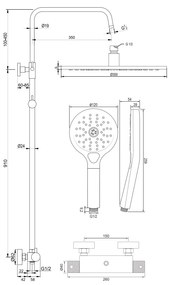 Brauer Brushed Carving opbouw regendouche met 30cm douchekop en 3 standen handdouche RVS geborsteld PVD