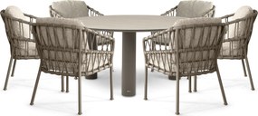 Tuinset Ronde Tuintafel 6 personen 158 cm Rope Taupe  Santika Furniture Santika