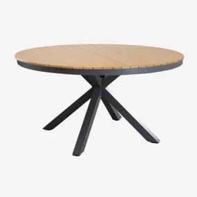 Ronde Tuintafel Van Eucalyptus- En Aluminiumhout Archer Grijs – Grafiet & Ø140 Cm - Sklum