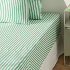 Katoenen hoeslaken, omslag 30 cm, groen, Soizic