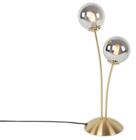Moderne tafellamp goud 2-lichts met smoke glas - Athens Landelijk G9 Binnenverlichting Lamp