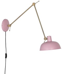 Retro wandlamp staal roze met brons - Milou