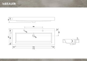 Brauer Solar Thick wastafel mineraalmarmer 120cm met 2 kraangaten wit glans