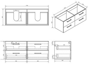 Differnz Hilde onderkast 120cm hoogglans wit