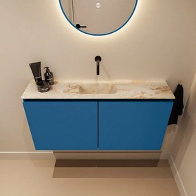 Mondiaz Ture DLux toiletmeubel 100cm jeans met wastafel frappe midden zonder kraangat