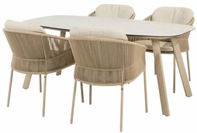Taste by 4 Seasons Florence tuinset latte met manolo tafel geprint keramiek 180 cm Tuinstoel   taupe weerbestendig