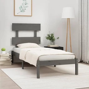 vidaXL Bedframe massief hout grijs 100x200 cm