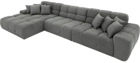 Goossens Excellent Bank Kubus - 30 X 30 Cm Stiksel grijs, stof, 1,5-zits, modern design met chaise longue links