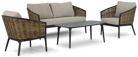 Stoel en Bank Loungeset 4 personen Aluminium/wicker Grijs Lifestyle Garden Furniture Nice