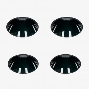 Pack Van 4 Inbouw Led Downlights Zonder Rand, Trimless, Rond Ø6,8 Cm In Aluminium Luisiana Warm Wit 2700k & Zwart & 8 W & 38º - Sklum