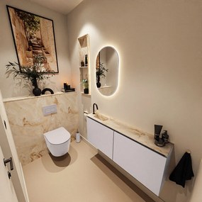 Mondiaz Ture DLux toiletmeubel 120cm cale met wastafel frappe links met kraangat