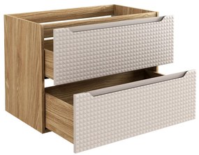 Comad Luxor Beige badmeubel 80cm met 2 lades en wastafel wit glans