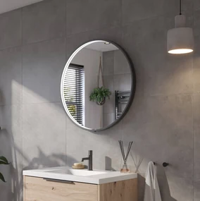 Ben Callisto ronde spiegel met LED verlichting en anti-condens Ø80cm mat zwart