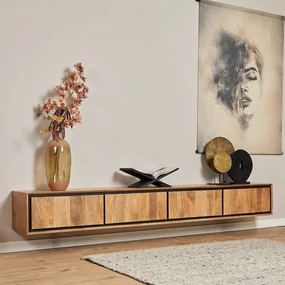 Starfurn RichWood Hangend Tv-meubel Mangohout 240 Cm - 240x35x30cm.