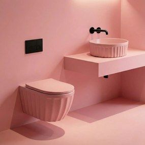 Set: Hangend toilet + Opbouw wastafel Rea Duo Sweet Pink Matt