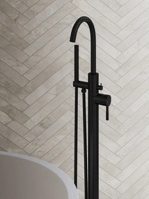 Saniclear Nero Stripes vrijstaande badkraan zwart mat