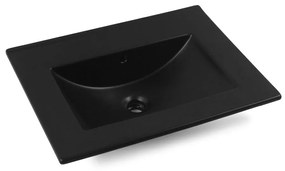 Fontana Rovigo badmeubel 60cm met zwarte wastafel zonder kraangat mat wit