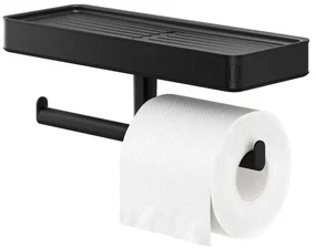 Tiger Carv Toiletrolhouder - dubbel - met planchet - zwart 800240