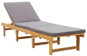 vidaXL Ligbed met kussen inklapbaar massief acaciahout