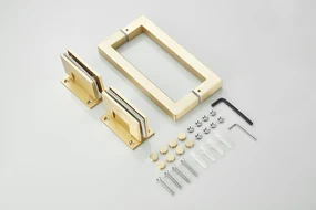 Saniclear Brass profielloze douchecabine 80x70cm met 70cm deur geborsteld messing