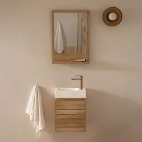 Teakhouten Badkamermeubelset Met Geïntegreerde Wastafel In Napier Cement Teakhout & Rechthoekig Hout 50x70 Cm Mazure & Rosé - Sklum