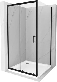 Mexen Apia douchecabine schuifdeur 90 x 90 cm, transparant, zwart + Flat douchebak, wit- 840-090-090-70-00-4010B