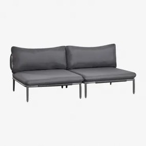 2-delige Modulaire Tuinbank Van Staal Roubly Grijs – Grafiet - Sklum