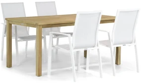 Tuinset 4 personen 160 cm Aluminium/textileen Wit Lifestyle Garden Furniture Ultimate/Weston