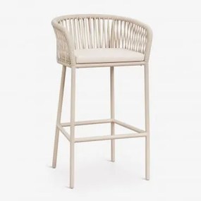 Arhiza Hoge Kruk Met Armleuningen In Gevlochten Touw Tapioca Beige & ↑75 Cm - Sklum