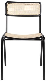 Zuiver Jort Retro Stoel Met Rotan Zwart