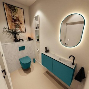 MONDIAZ TURE-DLUX 100cm toiletmeubel Smag. EDEN wastafel Opalo positie rechts. Met 1 kraangat. TUREDX100SMAR1OPA