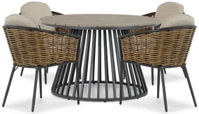 Tuinset Ronde Tuintafel 4 personen 125 cm Aluminium/wicker Grijs Lifestyle Garden Furniture Nice/Sorrento