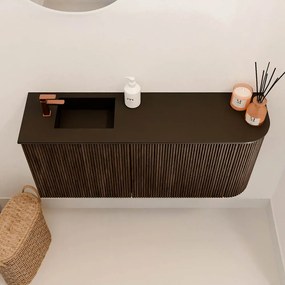 Mondiaz Joya 90cm toiletmeubel ronding rechts walnut met wastafel faye links 1 kraangat urban