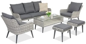 Garden Point tuinmeubelen Bilbao Coffee 5 + 2 poefs wit