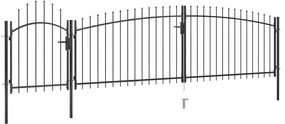 vidaXL Poort met speren bovenkant 5x1,75 m zwart