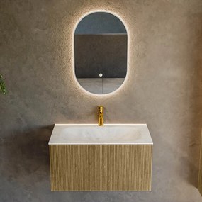 Mondiaz Kurve-dlux 80cm badmeubel dusk met 1 lade en wastafel big small midden 1 kraangat opalo