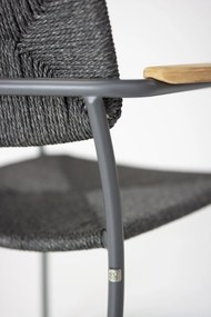 4 Seasons Outdoor stapelbare Bora tuinstoel antraciet met teak armleggers SALE  Tuinstoel    antraciet weerbestendig
