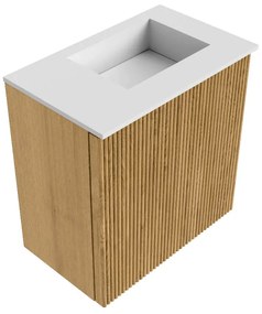 Mondiaz Joya 40cm toiletmeubel oak met wastafel faye rechts 1 kraangat talc