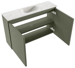 Mondiaz Ture DLux toiletmeubel 80cm army met wastafel ostra midden met kraangat