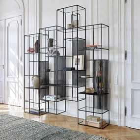 Boekenrek in staal en glas, Rectiligne