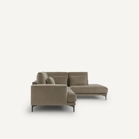 Rechtse hoekbank met leuning in stonewashed fluweel Marsile