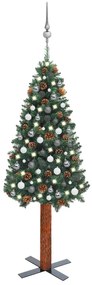 vidaXL Kerstboom met LED's en kerstballen smal 180 cm PVC groen