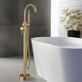 Vloeren  badmengkraan Rea Lungo brush gold