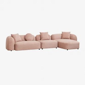 Modulaire Bank Met Chaise Longue Rechts, 3-delig In Chenille Coco Stof Chenille Roze – Kwarts - Sklum