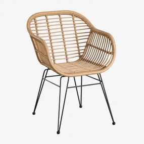 Set Van 2 Tuinstoelen Met Armleuningen In Synthetisch Rattan Zole Zwart & Geen Kussen - Sklum